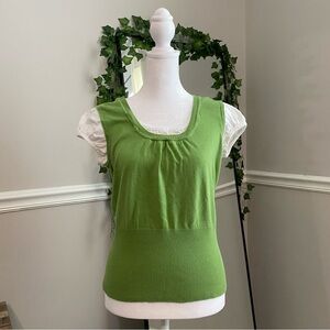 Green Short Sleeve Ribbed Top